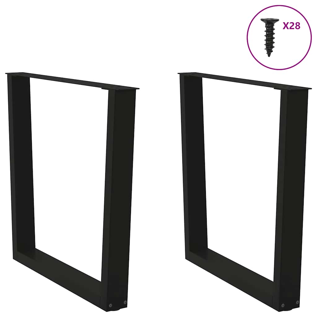 2 db fekete, V-alakú acél étkezőasztal láb 80 x (72-73,3) cm