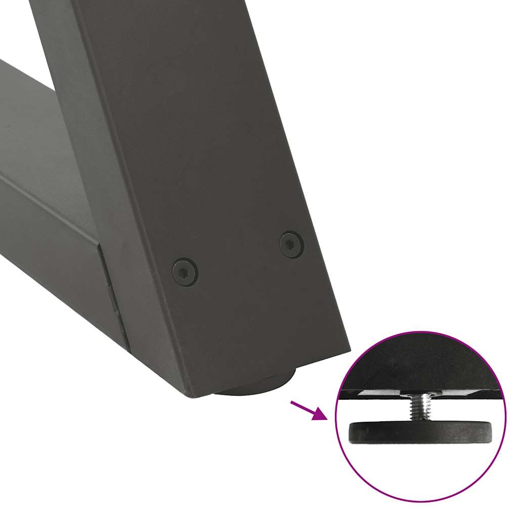 2 db antracitszürke acél étkezőasztalláb 90 x (72-73,3) cm