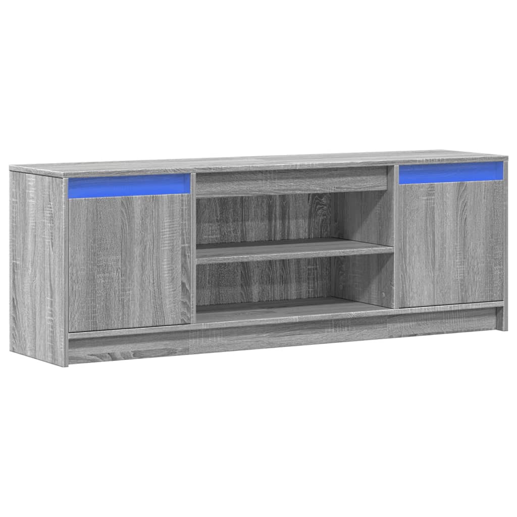 szürke sonoma színű szerelt fa LED-es TV-szekrény 139,5x34x50cm
