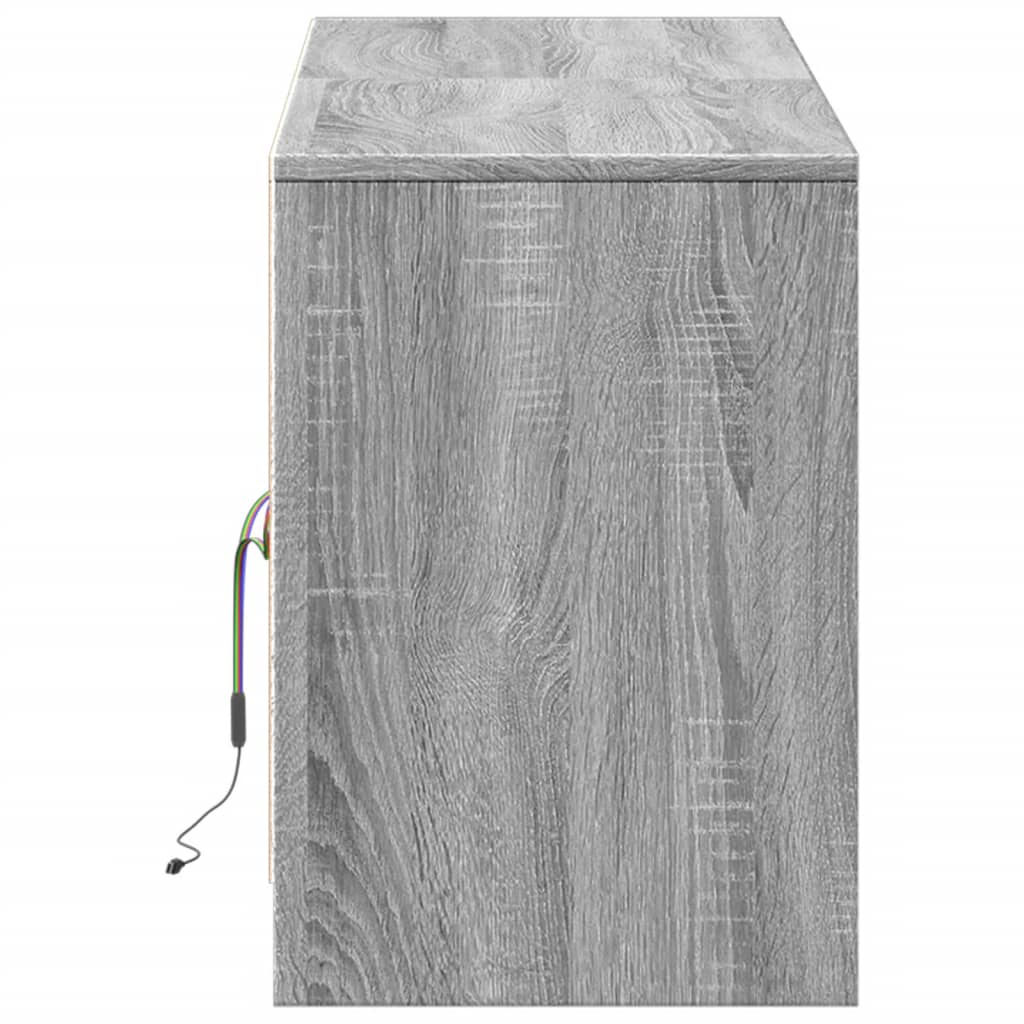 szürke sonoma színű szerelt fa LED-es TV-szekrény 139,5x34x50cm