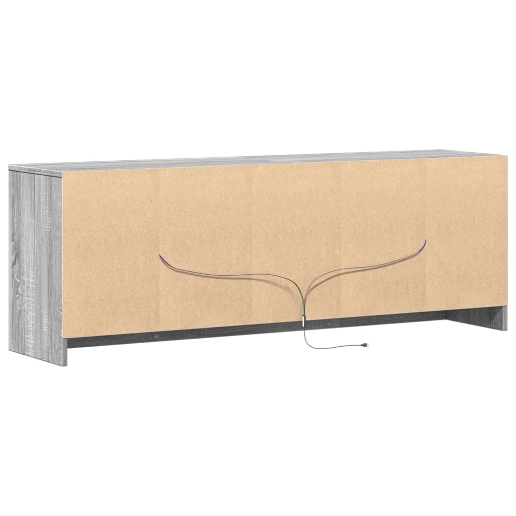 szürke sonoma színű szerelt fa LED-es TV-szekrény 139,5x34x50cm