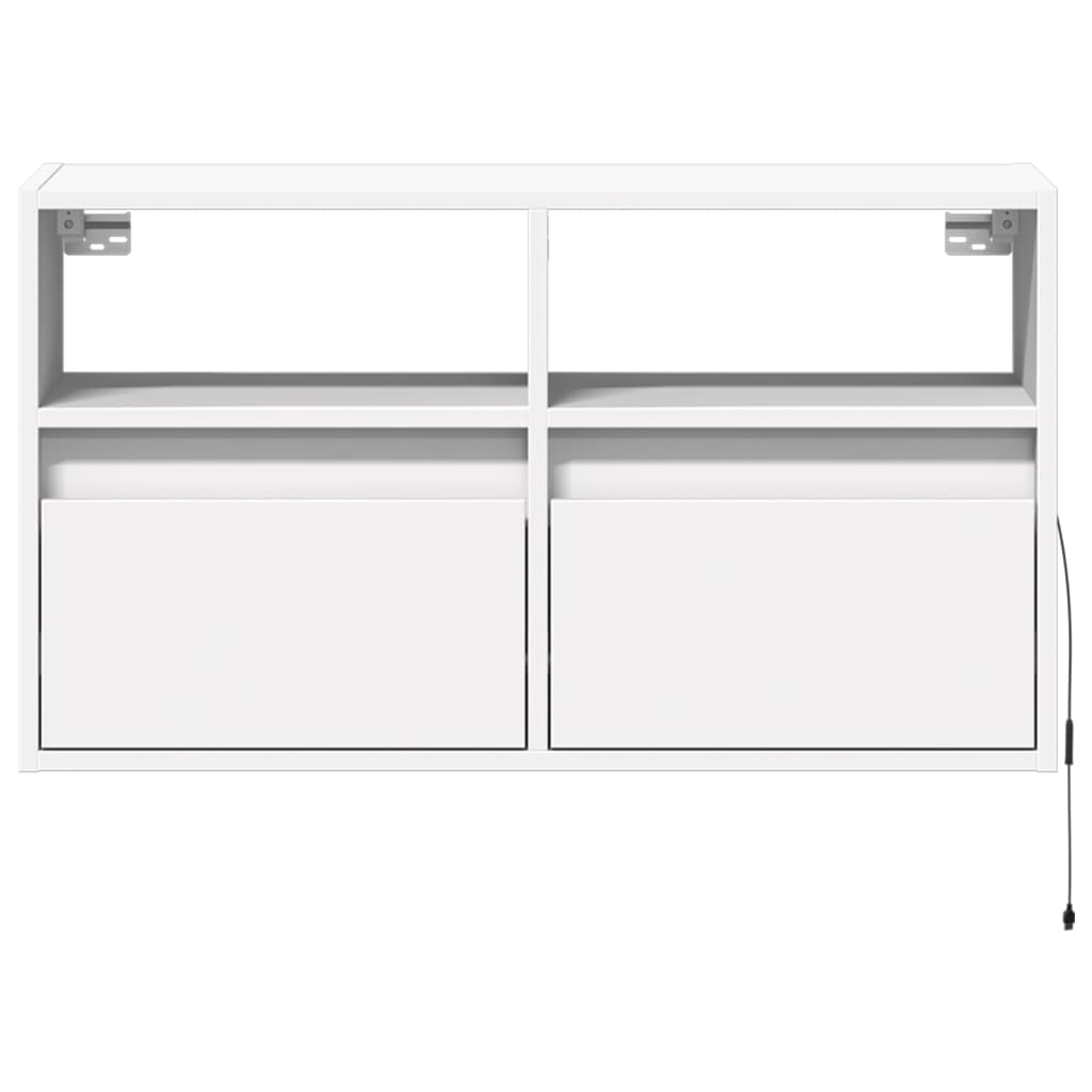 fehér falra szerelhető TV-szekrény LED-lámpákkal 80x31x45 cm