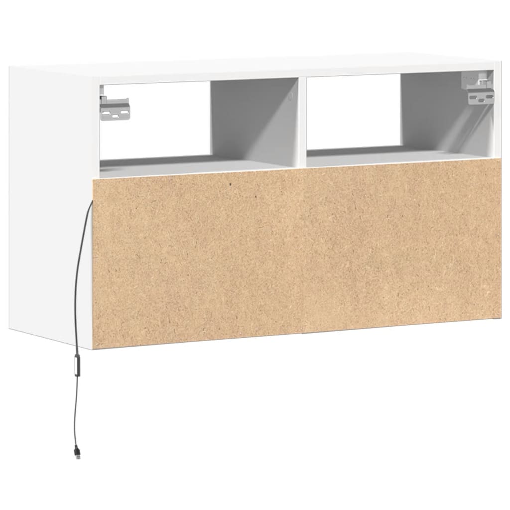 fehér falra szerelhető TV-szekrény LED-lámpákkal 80x31x45 cm
