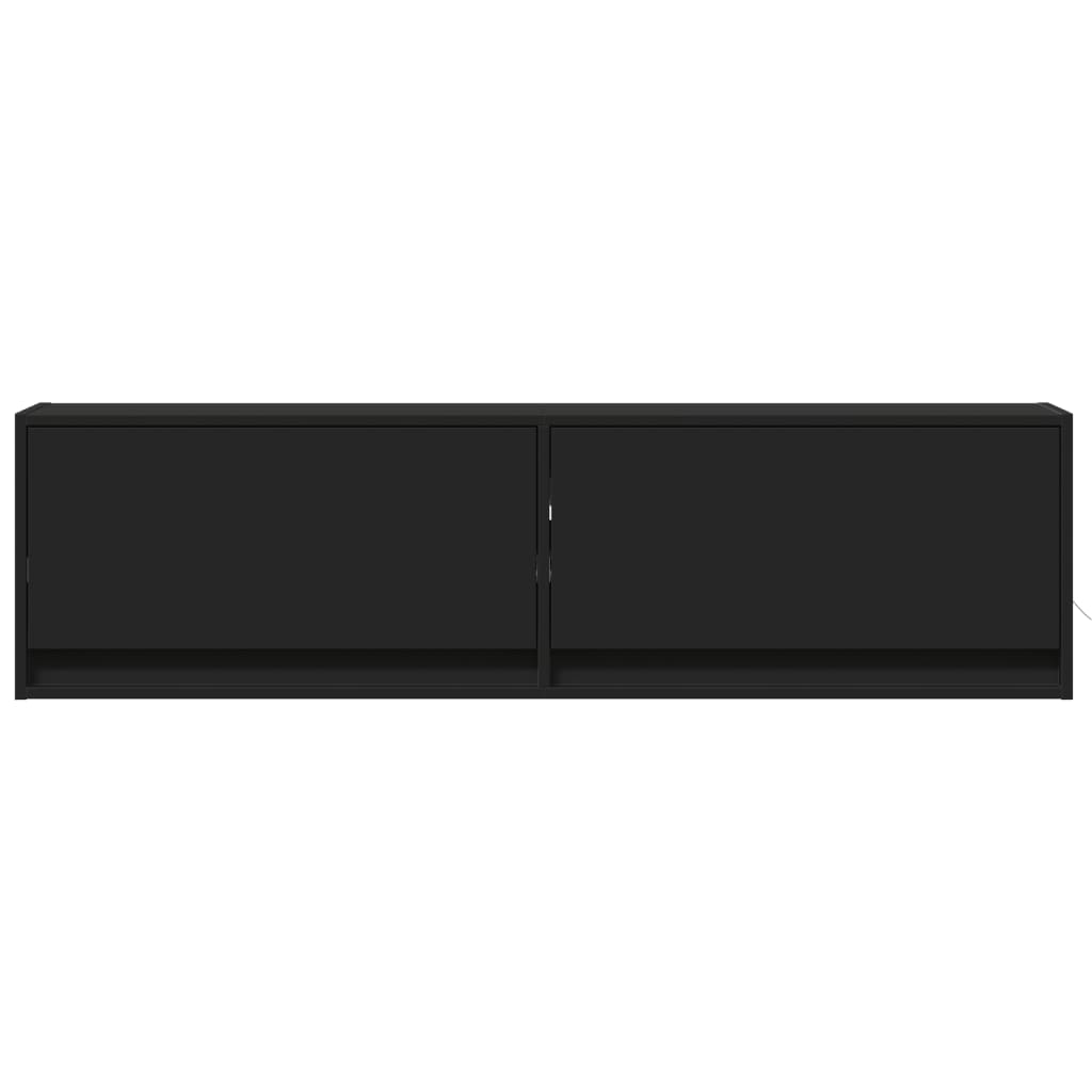 fekete fali TV-szekrény LED-világítással 140 x 31 x 38 cm