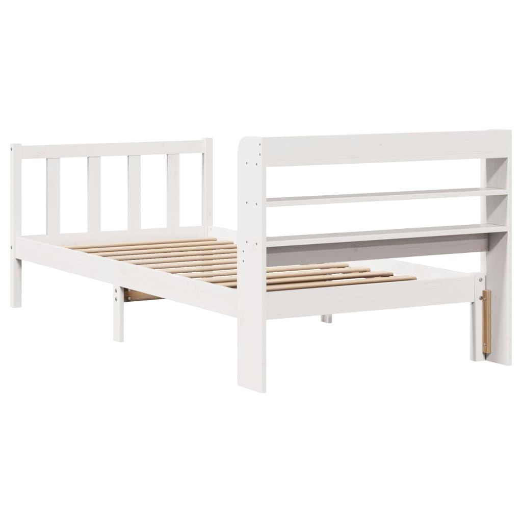 fehér tömör fenyőfa ágy matrac nélkül 75 x 190 cm