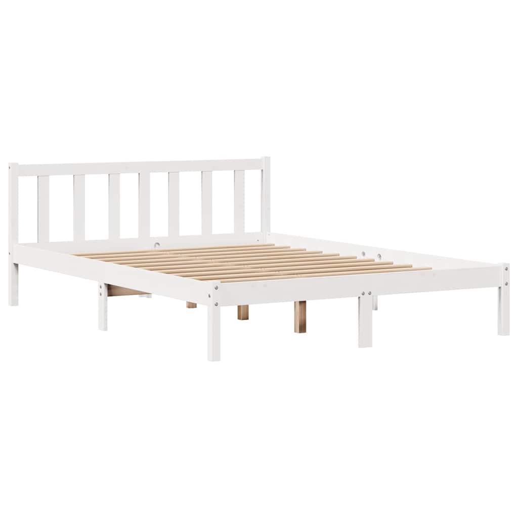fehér tömör fenyőfa ágy matrac nélkül 140x190 cm