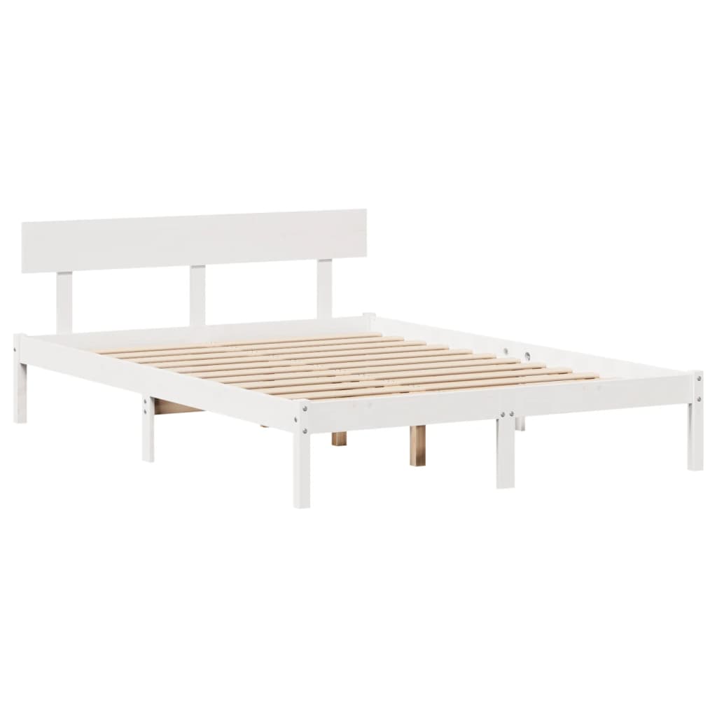 fehér tömör fenyőfa ágy matrac nélkül 140x190 cm