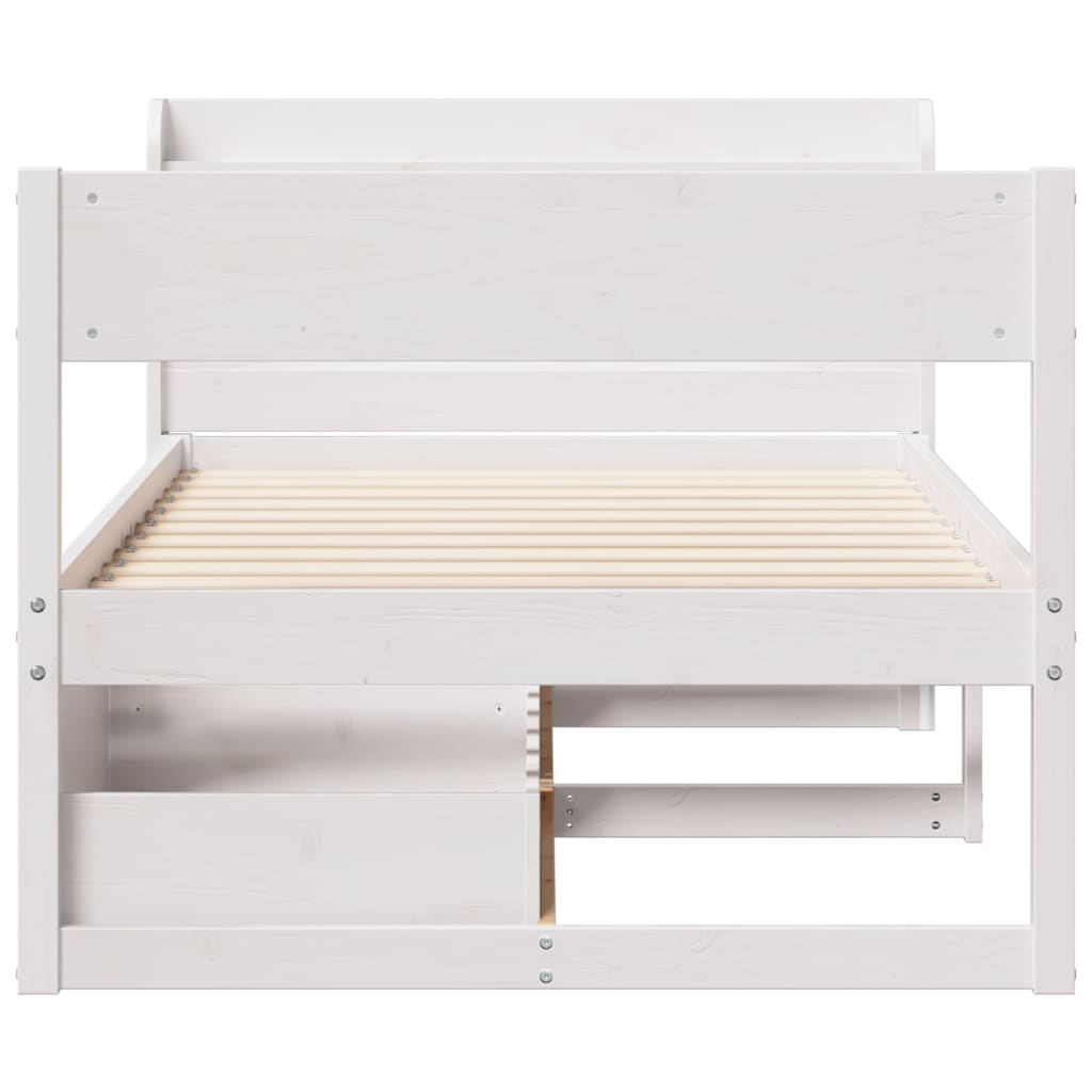 fehér tömör fenyőfa ágy matrac nélkül 90 x 200 cm