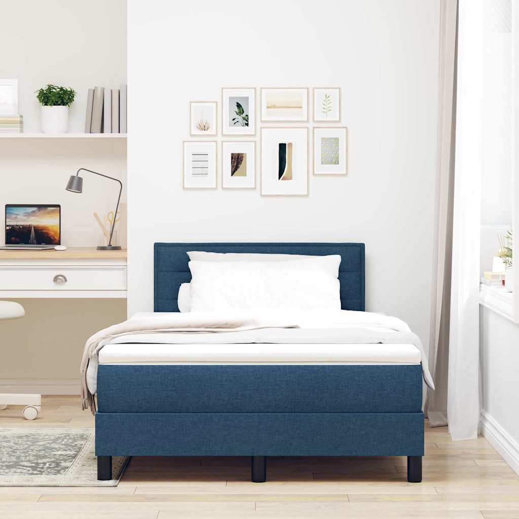 Boxspring ágy matraccal matracmal Kék 120 x 190 cm szövet