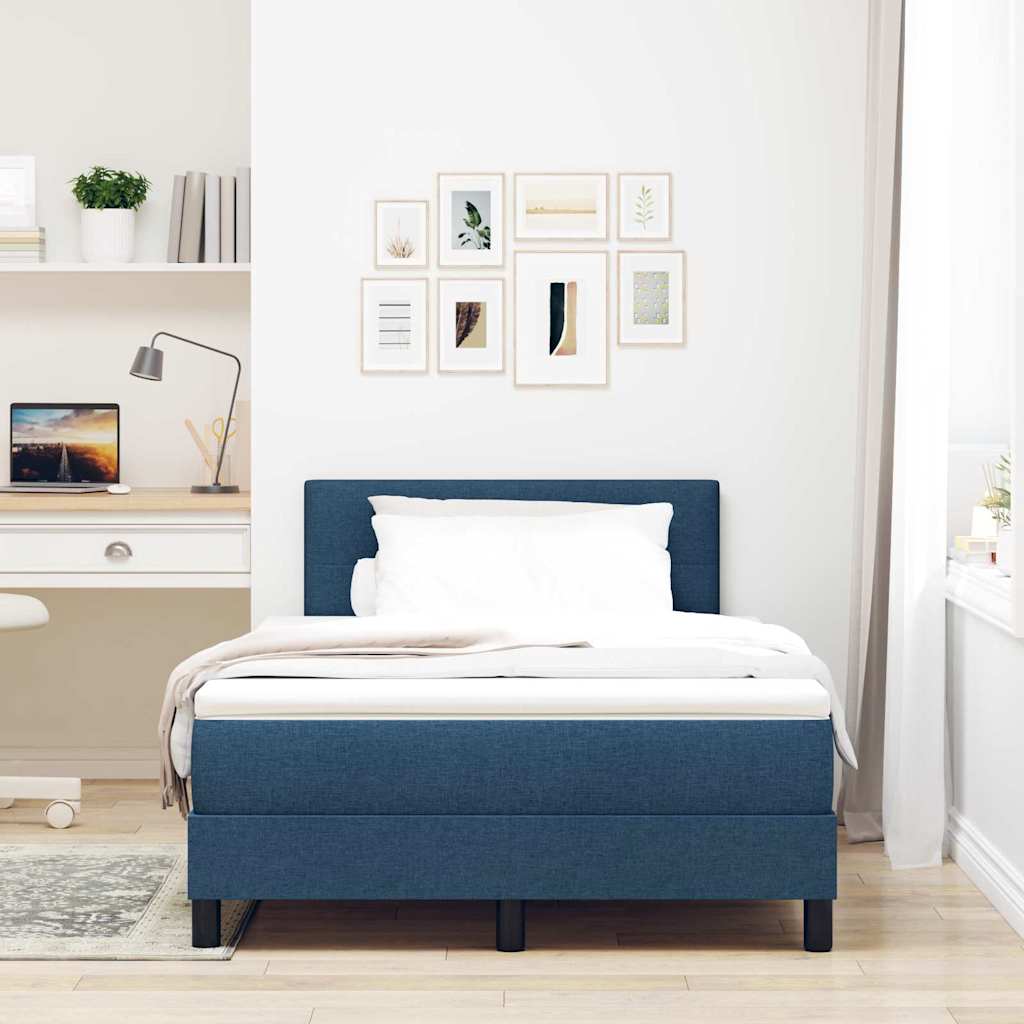 Boxspring ágy matraccal matracmal Sötét kék 120 x 190 cm szövet
