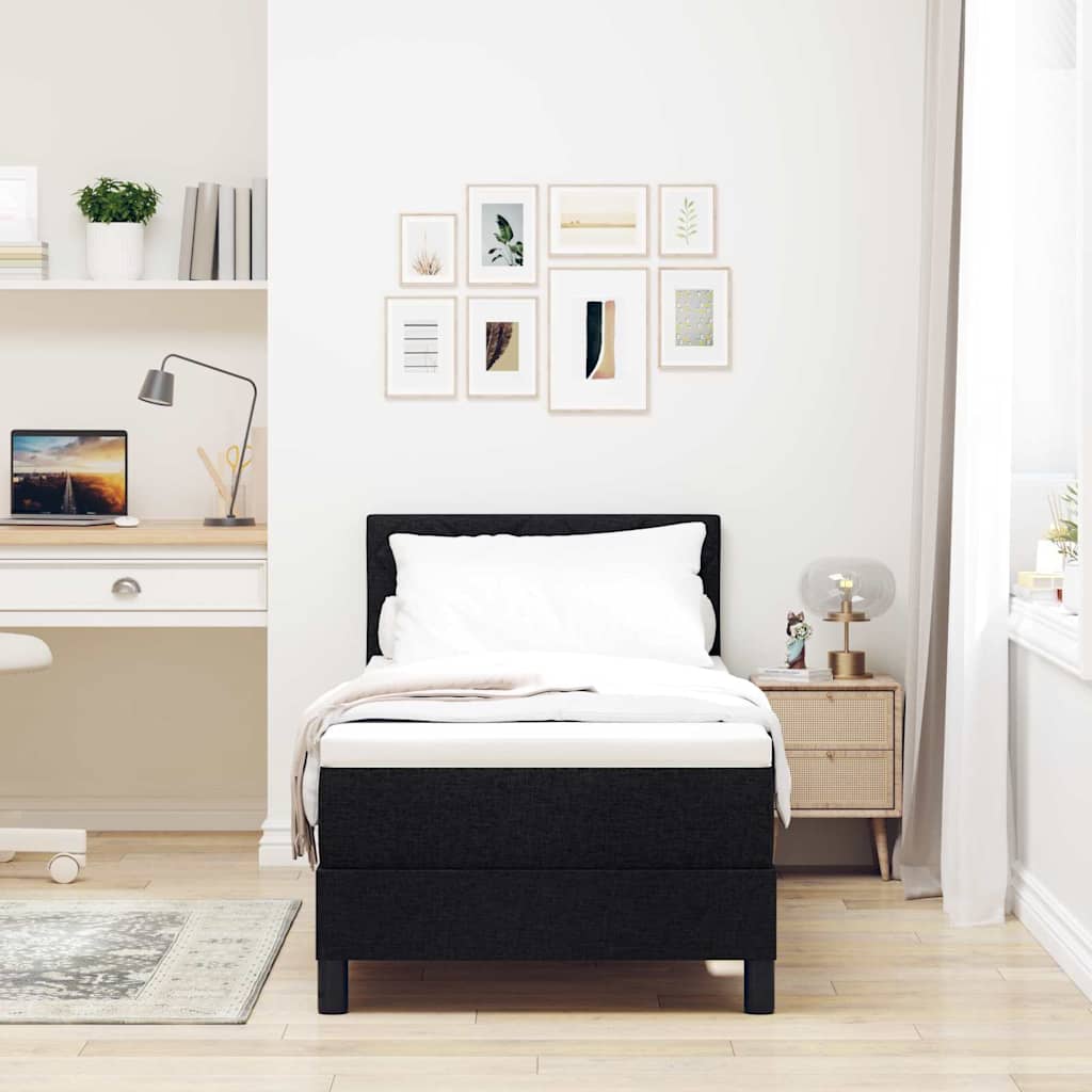Boxspring ágy matraccal matracmal Fekete 80 x 200 cm szövet