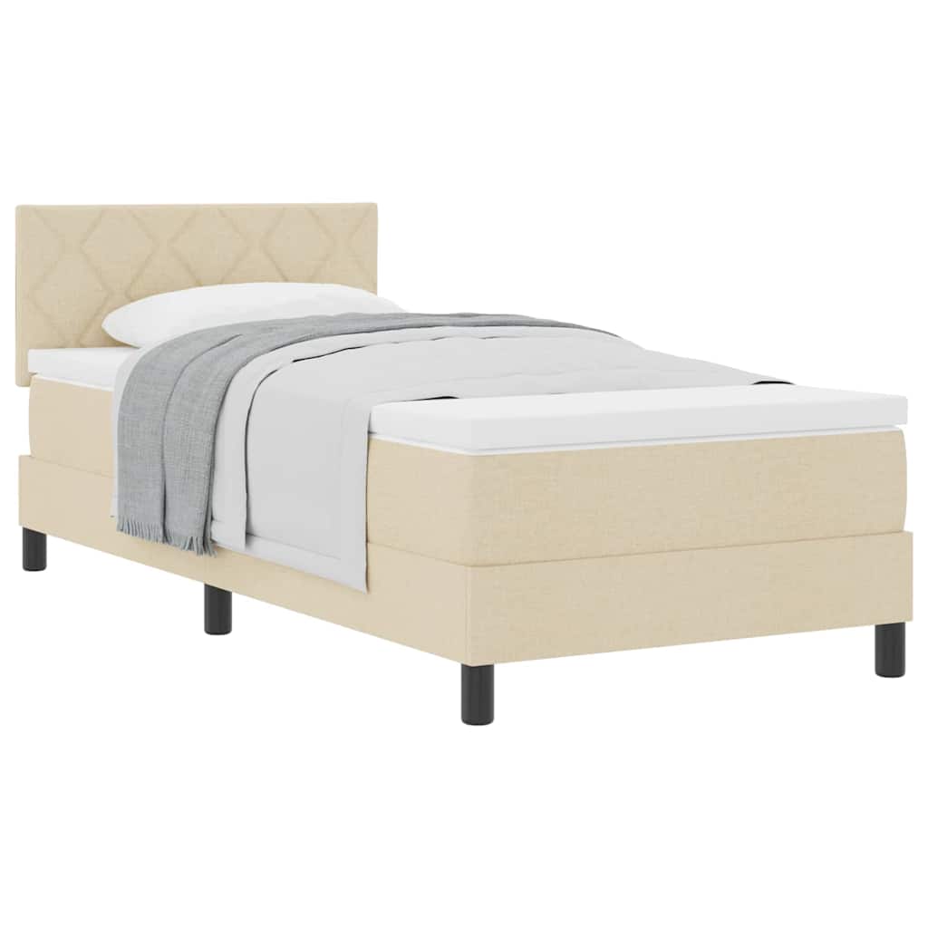 Boxspring ágy matraccal matracmal Krém 90 x 190 cm szövet