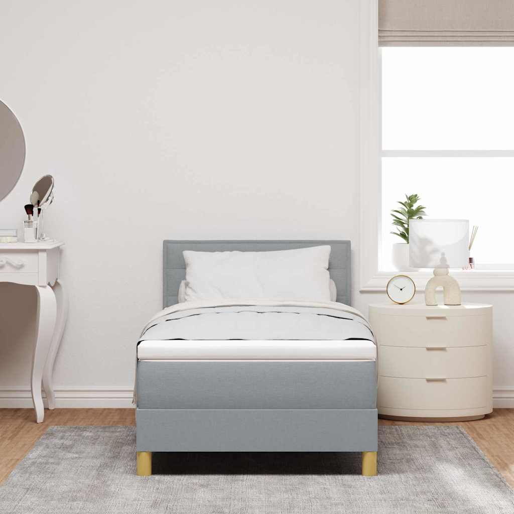 Boxspring ágy matraccal Világosszürke 90 x 190 cm szövet