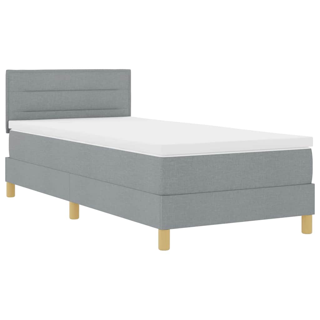 Boxspring ágy matraccal Világosszürke 90 x 190 cm szövet