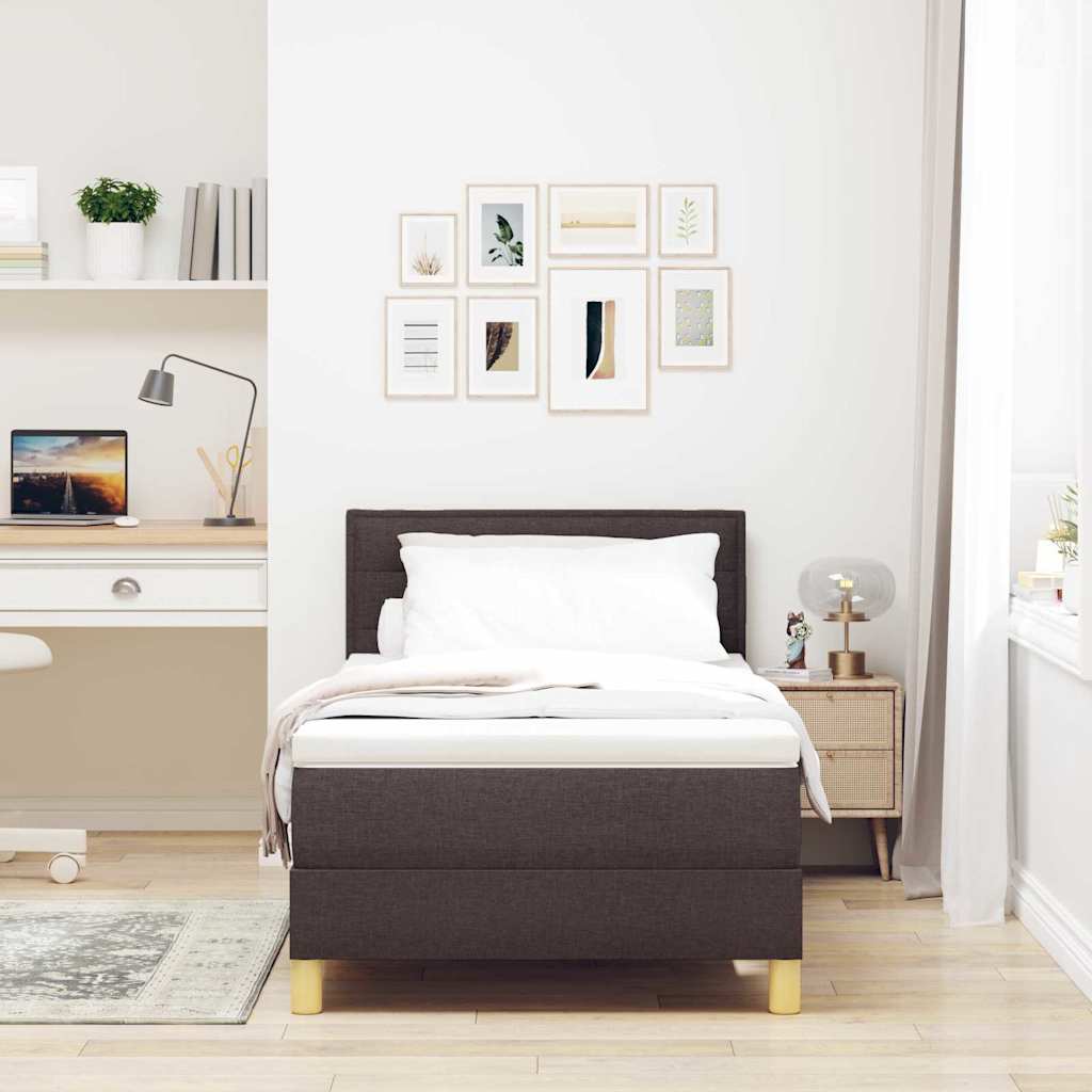 Boxspring ágy matraccal matracmal sötétbarna 90 x 190 cm szövet