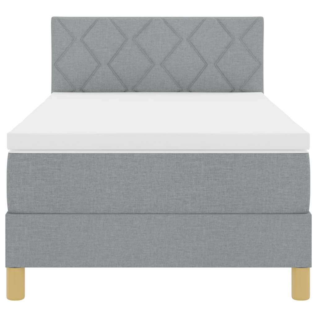 Boxspring ágy matraccal Világosszürke 90 x 190 cm szövet