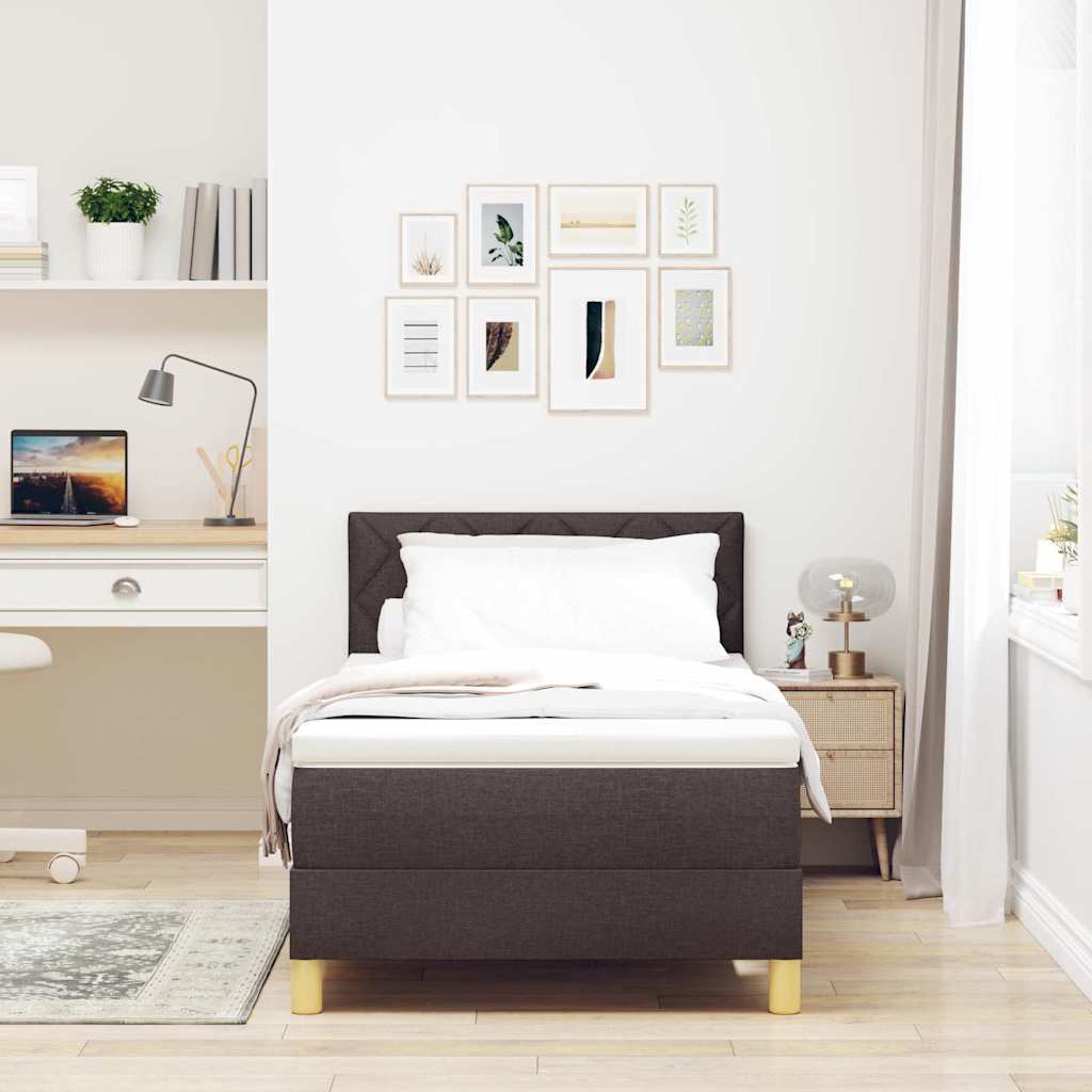 Boxspring ágy matraccal matracmal sötétbarna 90 x 190 cm szövet