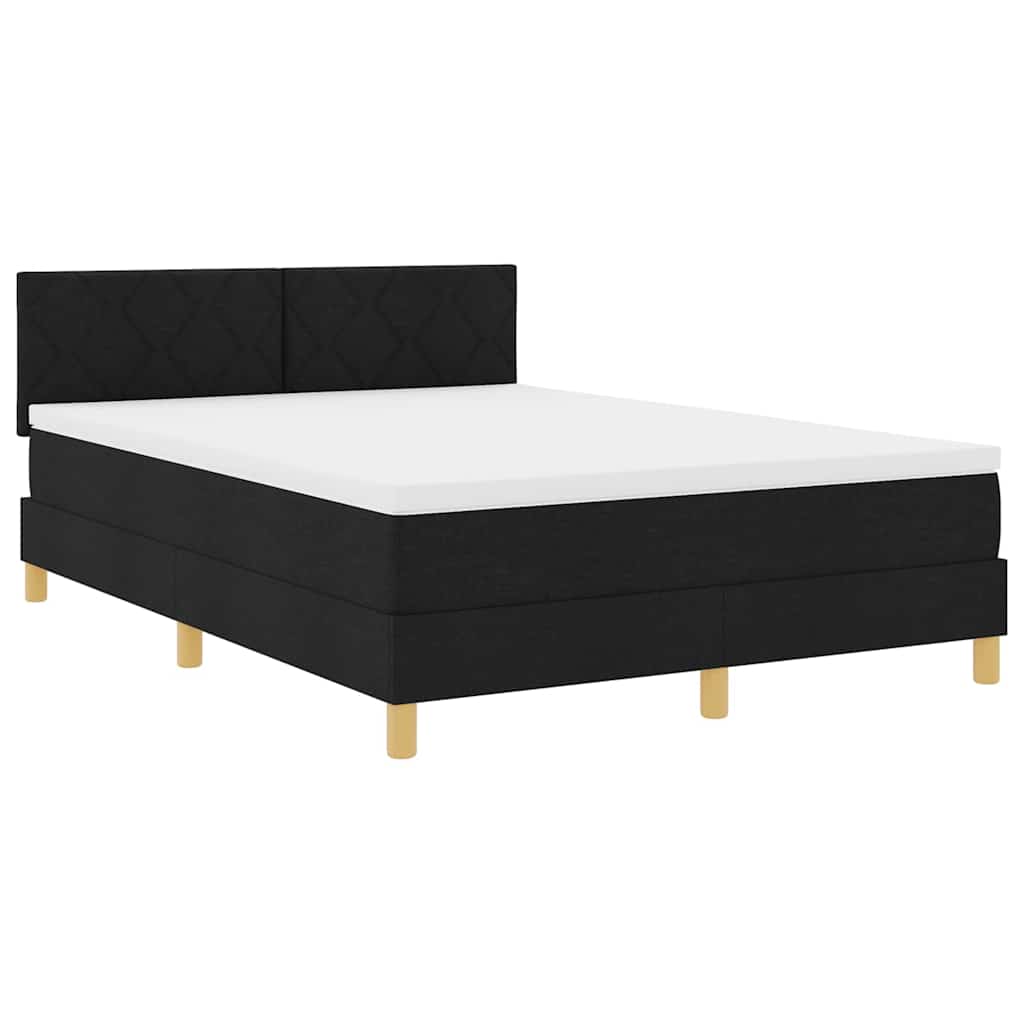Boxspring ágy matraccal matracmal Fekete 140 x 190 cm szövet