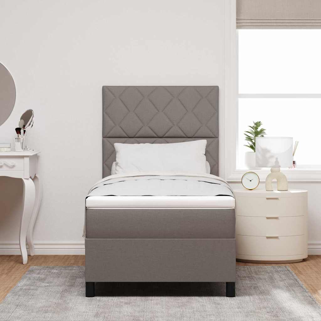 Boxrugós ágy matracmal fejtámlával Tópszínű 100 x 200 cm szövet