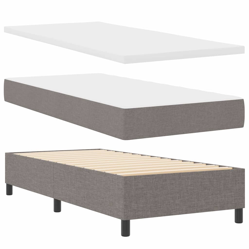 Boxrugós ágy matracmal fejtámlával Tópszínű 100 x 200 cm szövet