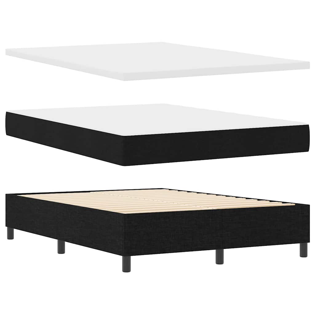 Boxrugós ágy matracmal fejtámlával Fekete 140 x 190 cm szövet