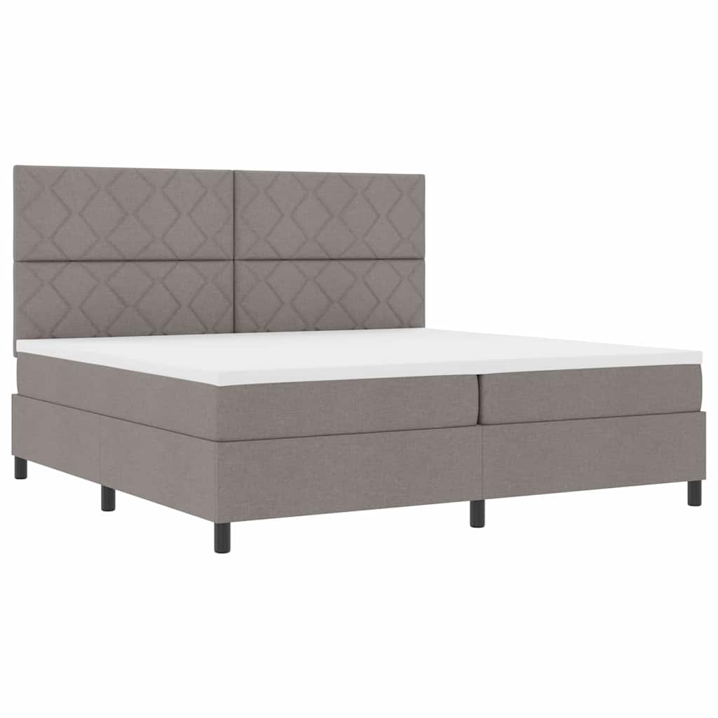 Boxrugós ágy matracmal fejtámlával Tópszínű 200 x 200 cm szövet