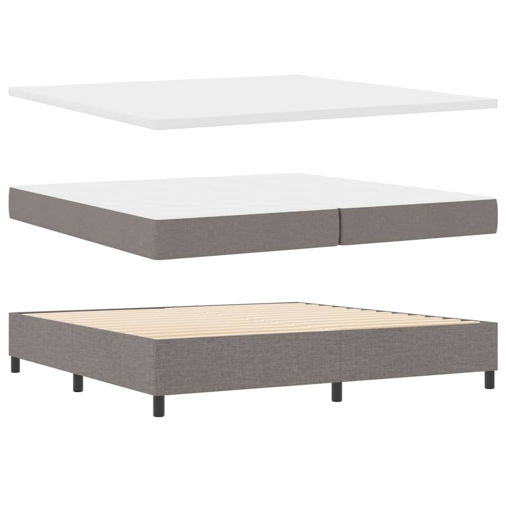 Boxrugós ágy matracmal fejtámlával Tópszínű 200 x 200 cm szövet