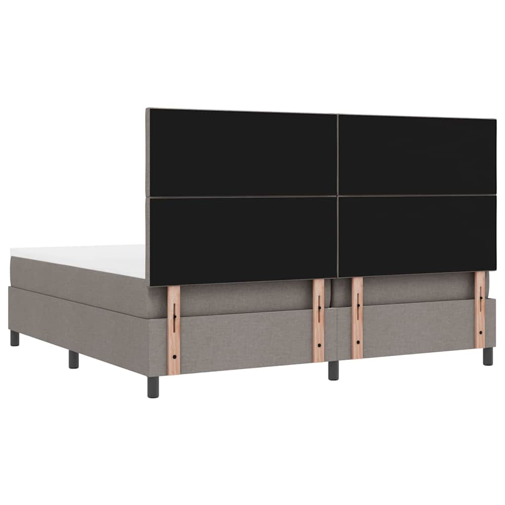 Boxrugós ágy matracmal fejtámlával Tópszínű 200 x 200 cm szövet