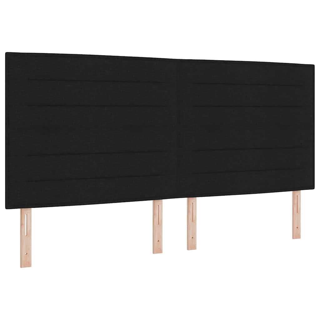 Boxrugós ágy fejtámlával Fekete 200 x 200 cm szövet