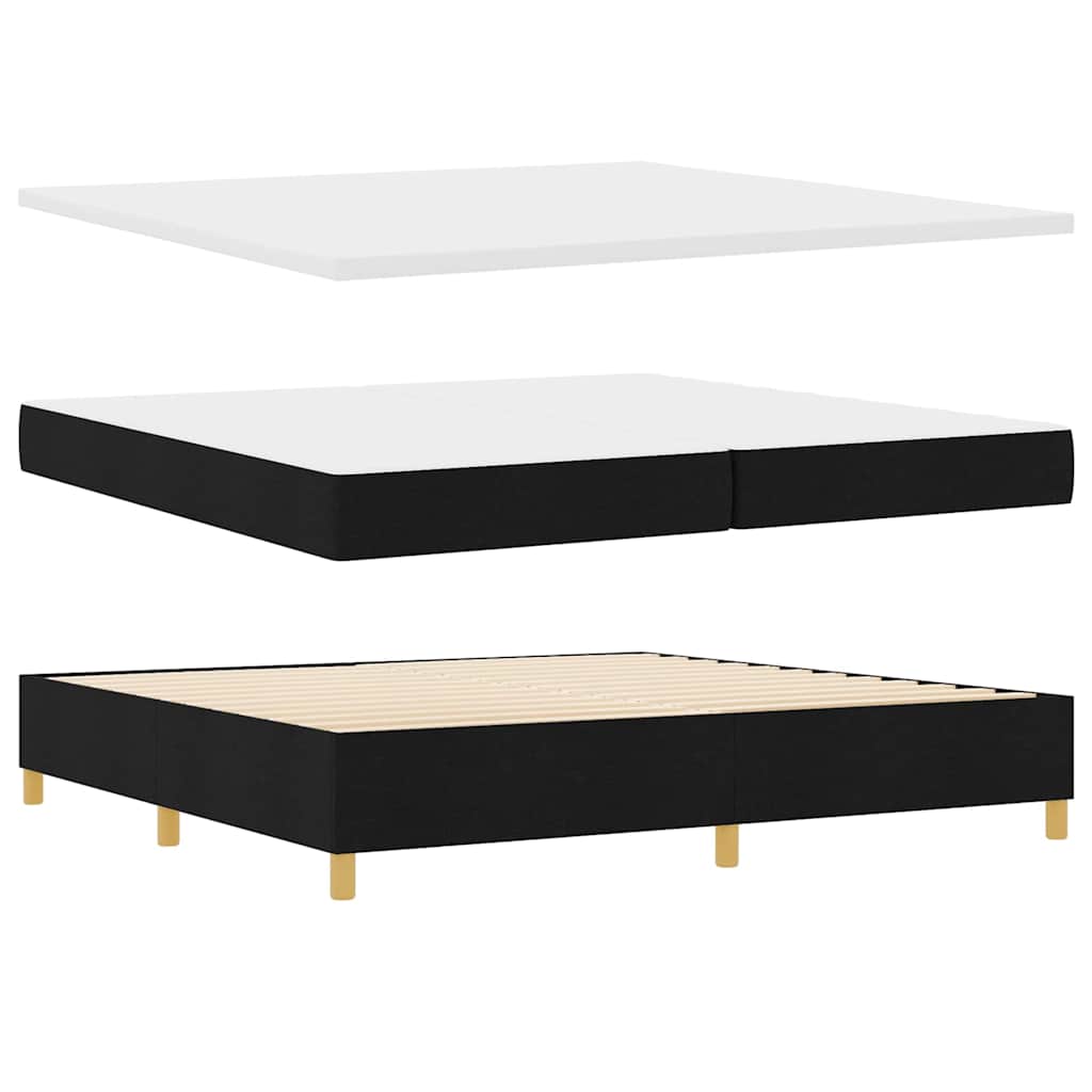 Boxrugós ágy fejtámlával Fekete 200 x 200 cm szövet