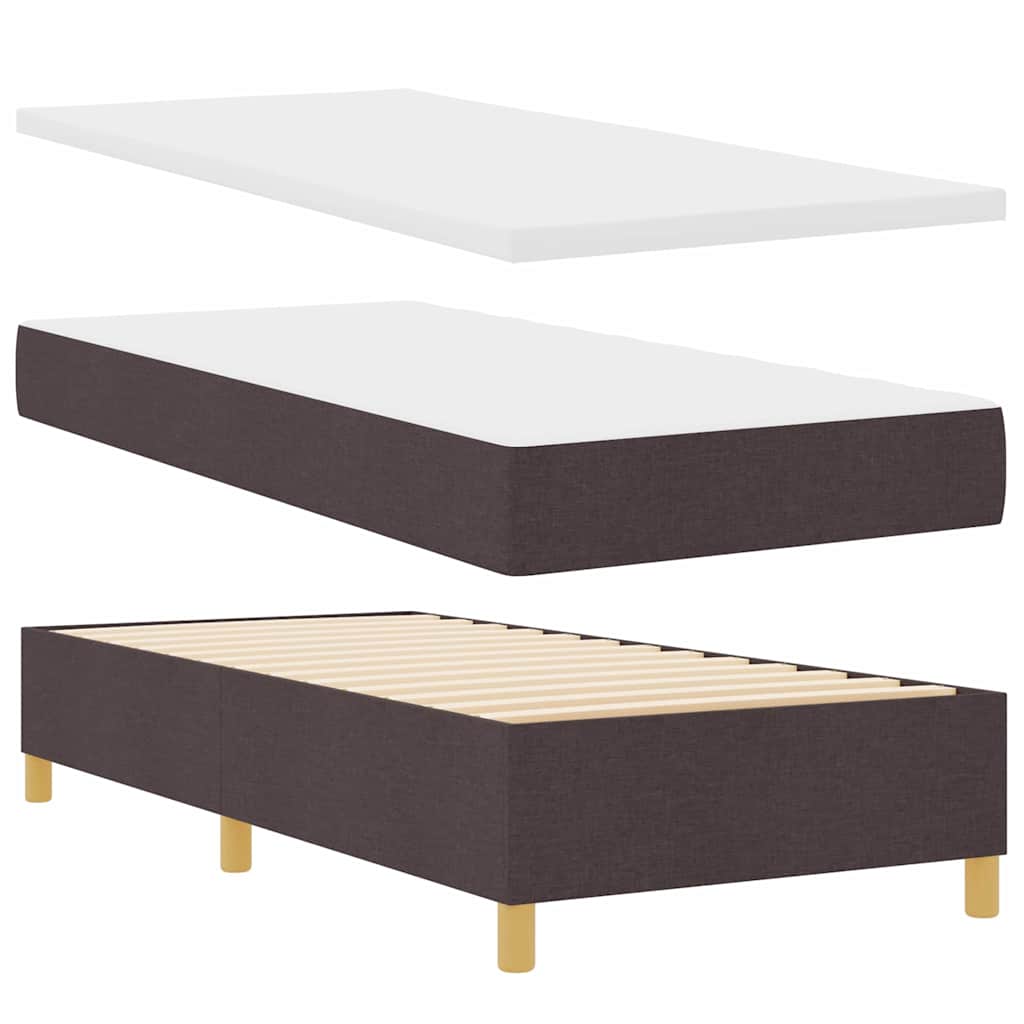 Boxrugós ágy fejtámlával sötétbarna 90 x 190 cm szövet