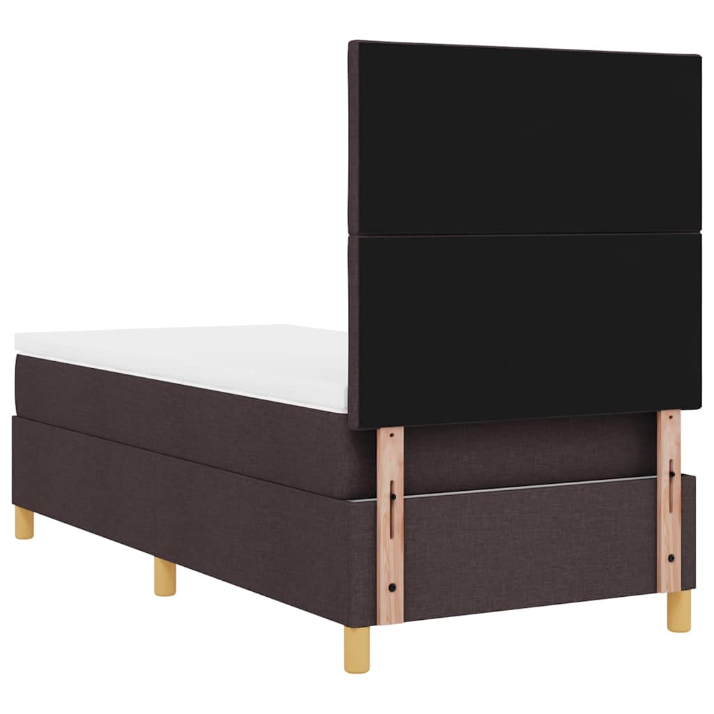 Boxrugós ágy fejtámlával sötétbarna 90 x 190 cm szövet