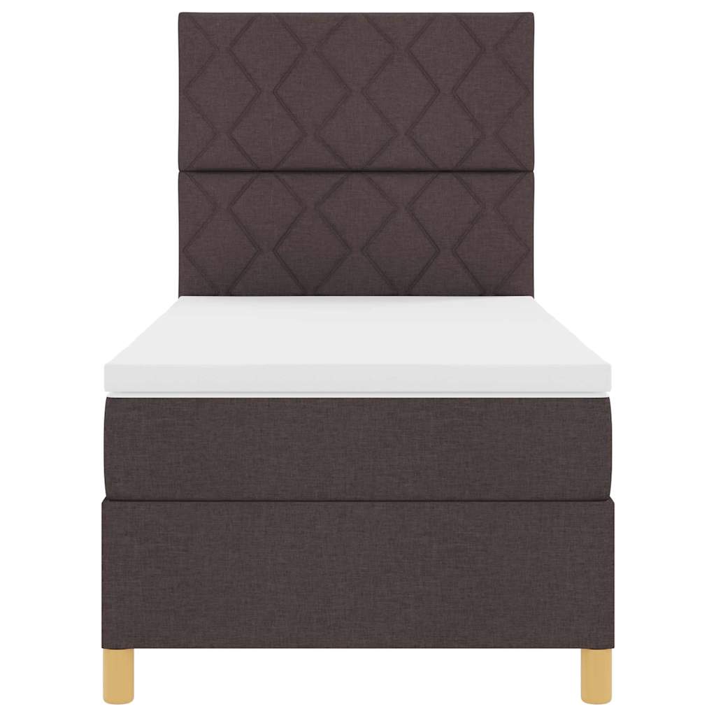 Boxrugós ágy fejtámlával sötétbarna 90 x 190 cm szövet