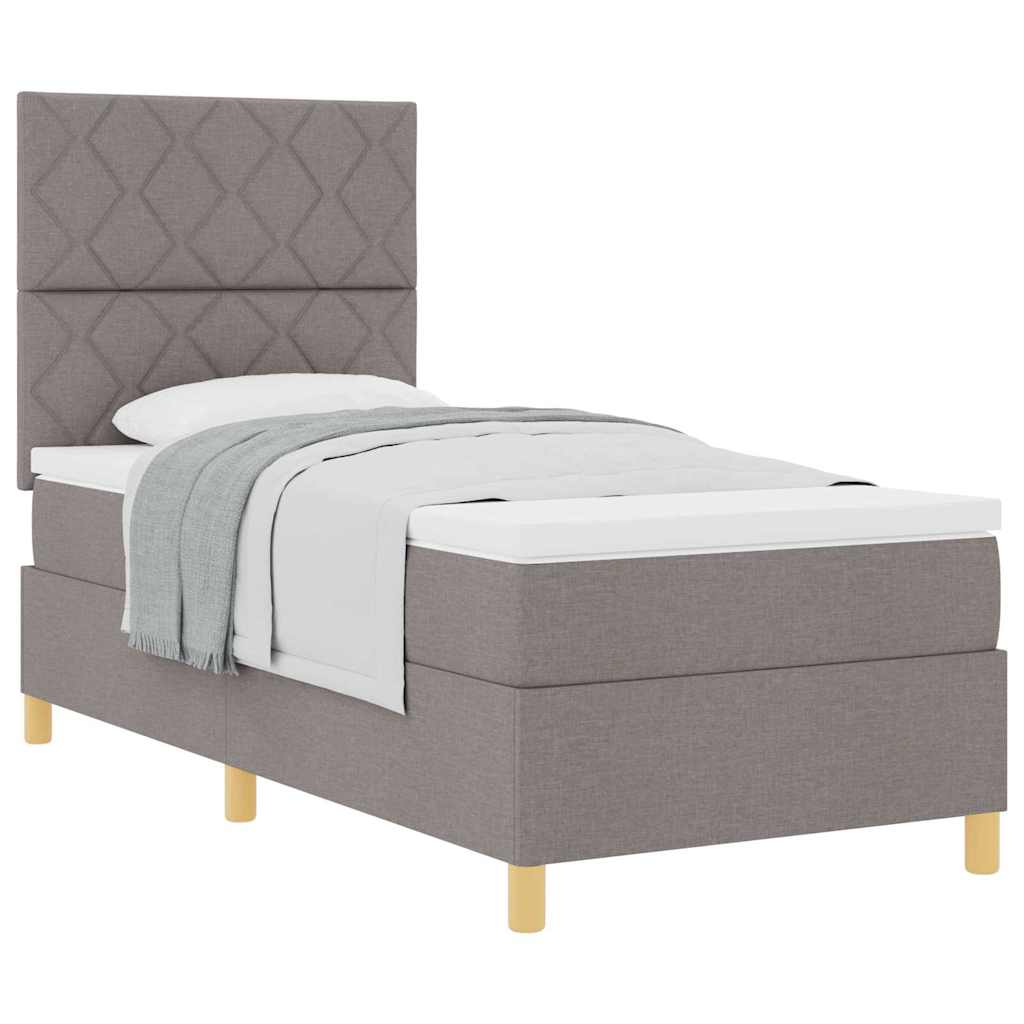 Boxrugós ágy fejtámlával Tópszínű 100 x 200 cm szövet