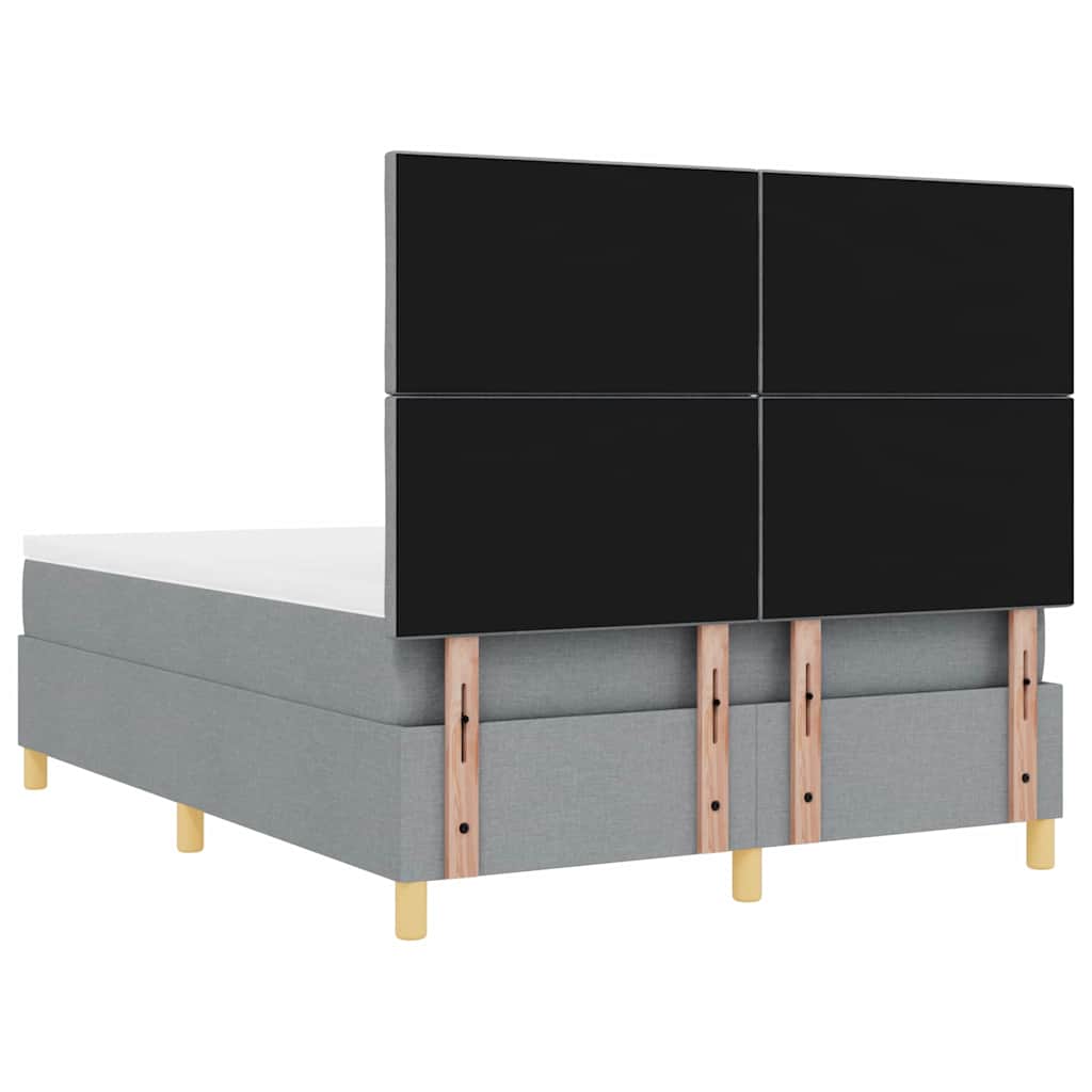 Boxrugós ágy fejtámlával Világosszürke 140 x 190 cm szövet