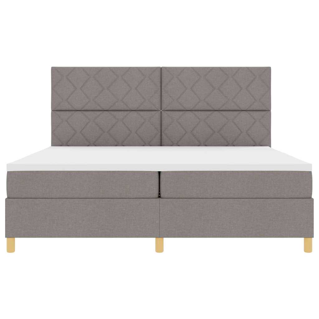 Boxrugós ágy fejtámlával Tópszínű 200 x 200 cm szövet