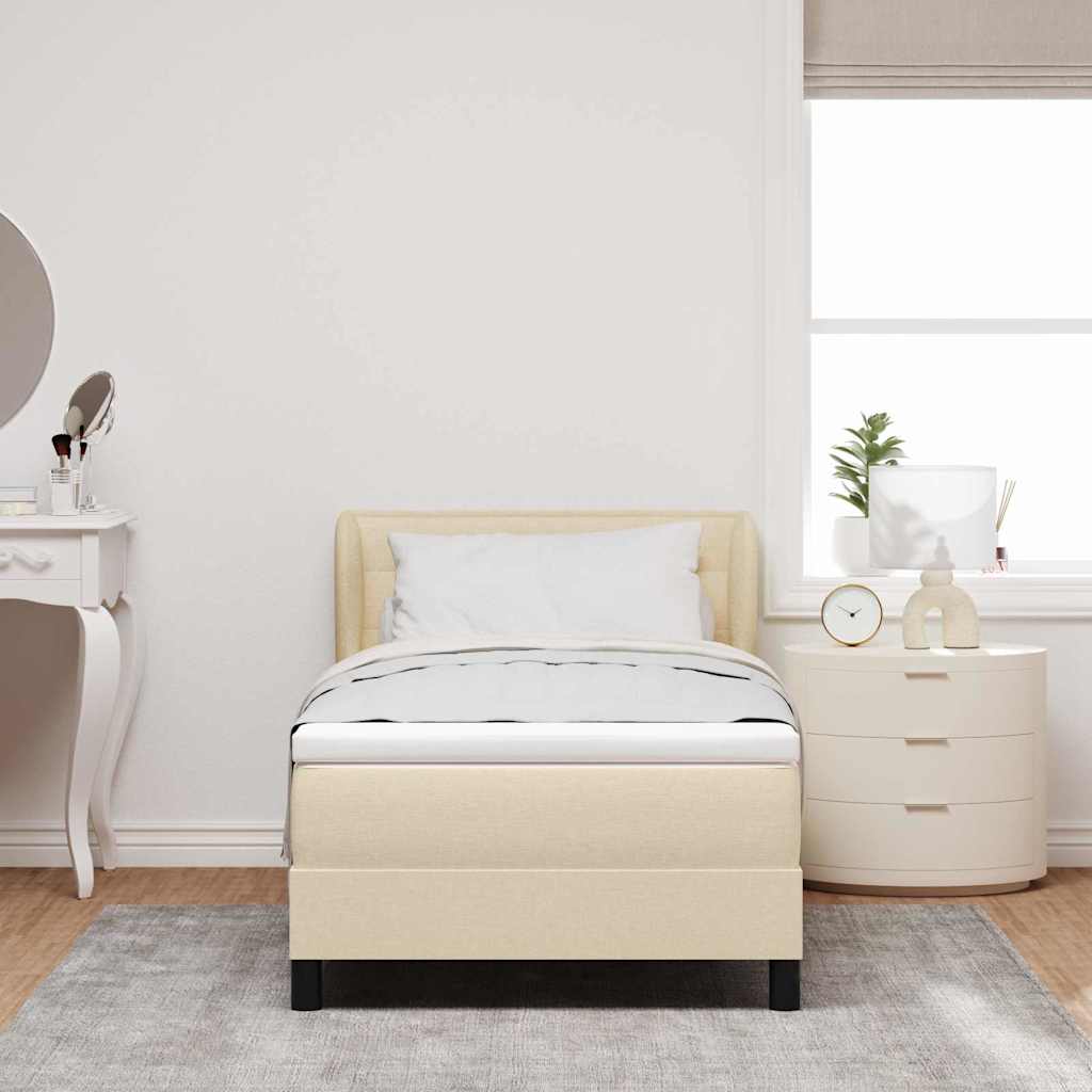 Boxspring ágy matraccal matracmal Krém 80 x 200 cm szövet