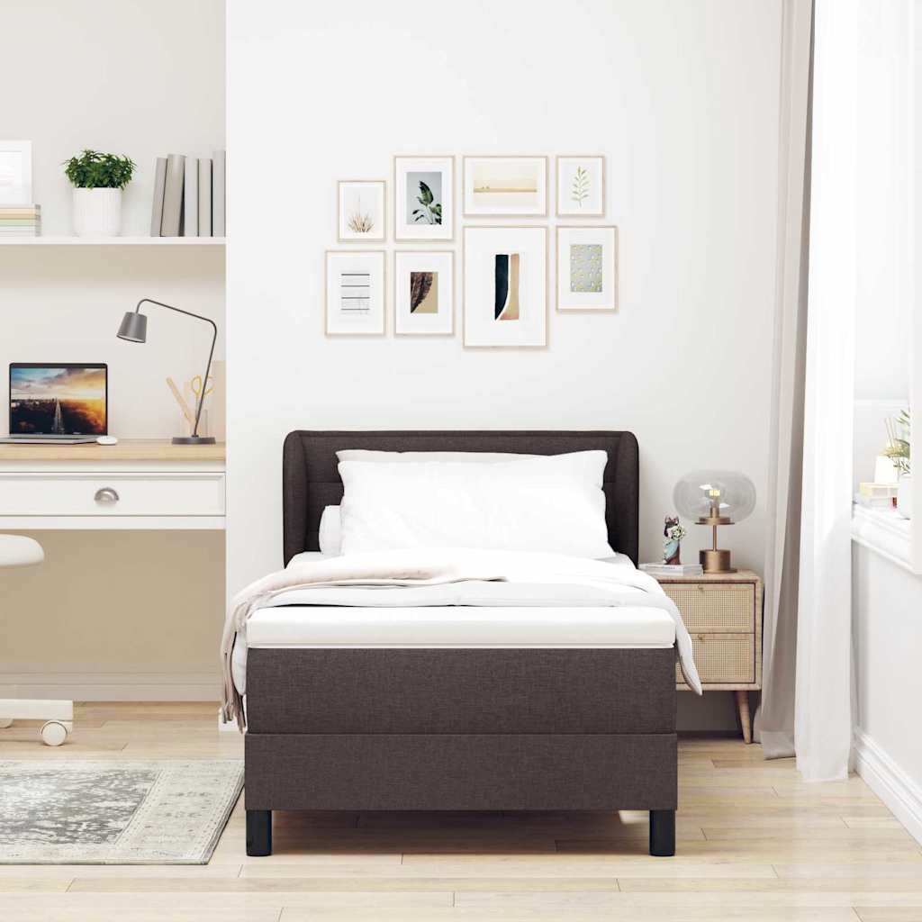 Boxspring ágy matraccal matracmal sötétbarna 90 x 190 cm szövet