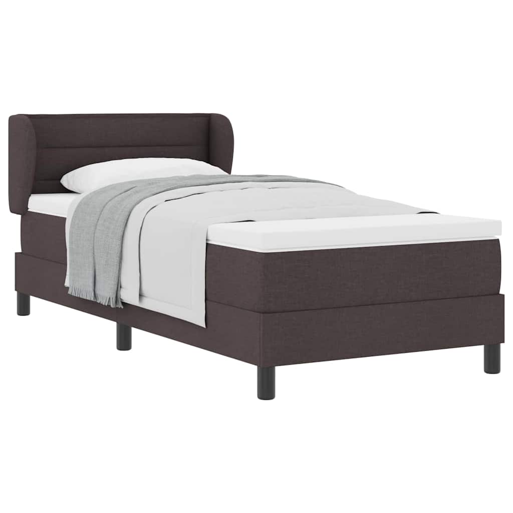 Boxspring ágy matraccal matracmal sötétbarna 90 x 190 cm szövet