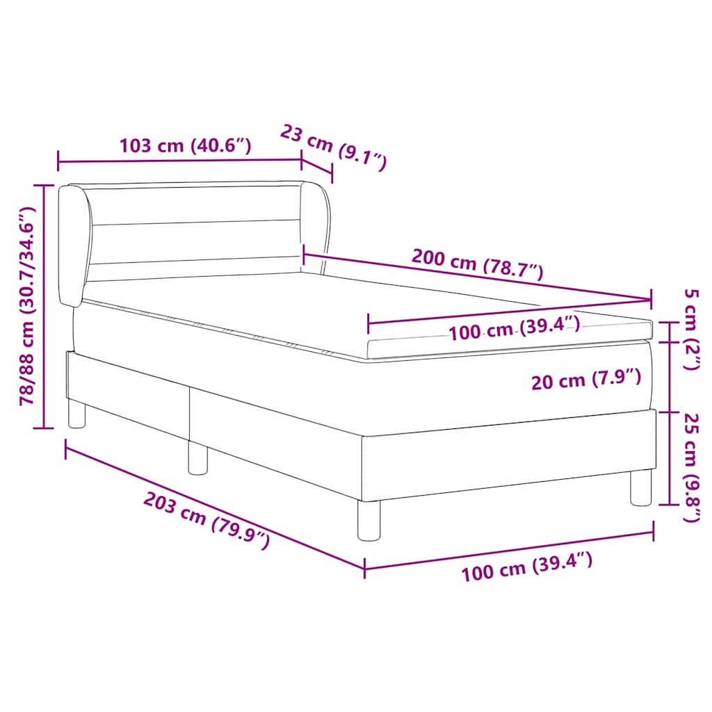 Boxspring ágy matraccal matracmal Tópszínű 100 x 200 cm szövet