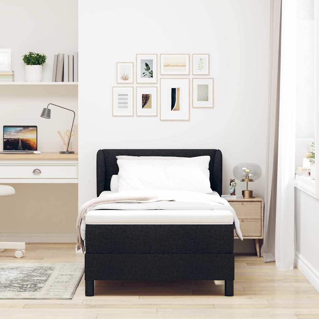 Boxspring ágy matraccal matracmal Fekete 80 x 200 cm szövet