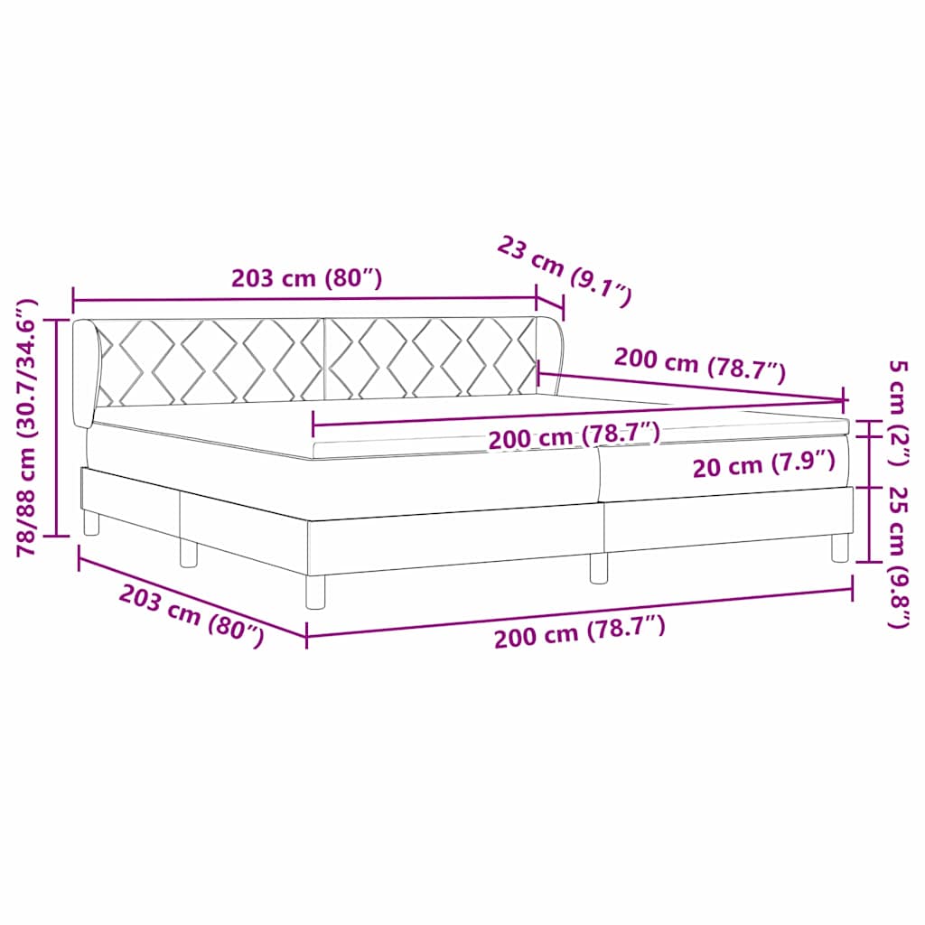 Boxspring ágy matraccal matracmal Tópszínű 200 x 200 cm szövet