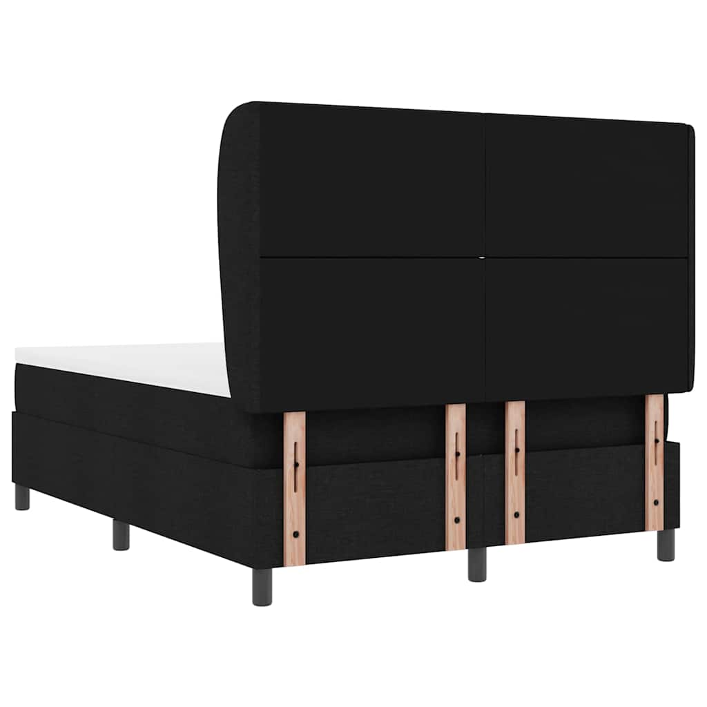Boxrugós ágy matracmal fejtámlával Fekete 140 x 190 cm szövet