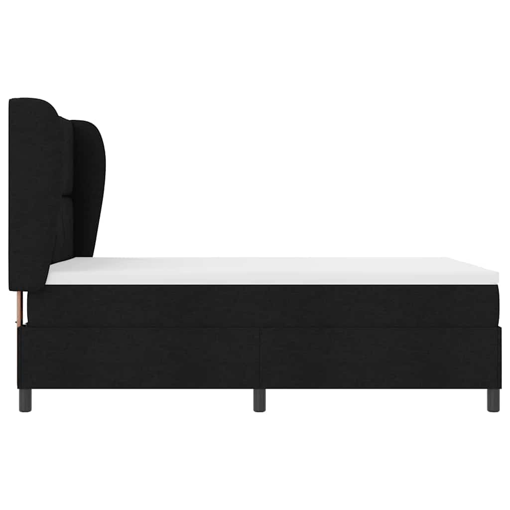 Boxrugós ágy matracmal fejtámlával Fekete 140 x 190 cm szövet