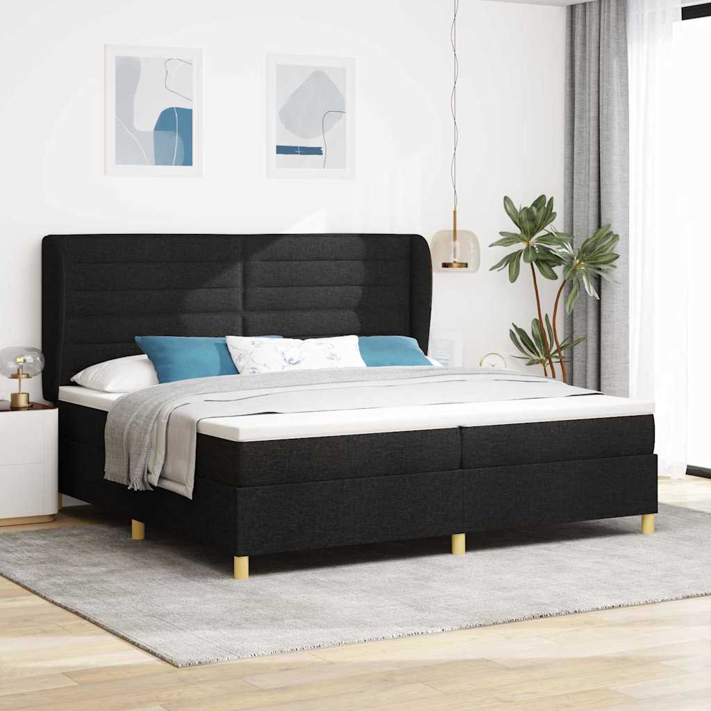 Boxspring ágy matraccal Sötétszürke 90x190 cm Szövet Fekete