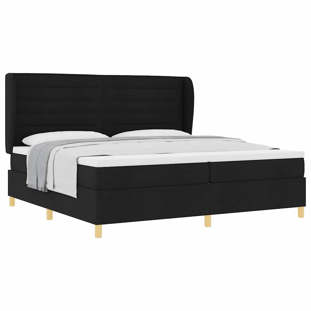 Boxspring ágy matraccal Sötétszürke 90x190 cm Szövet Fekete