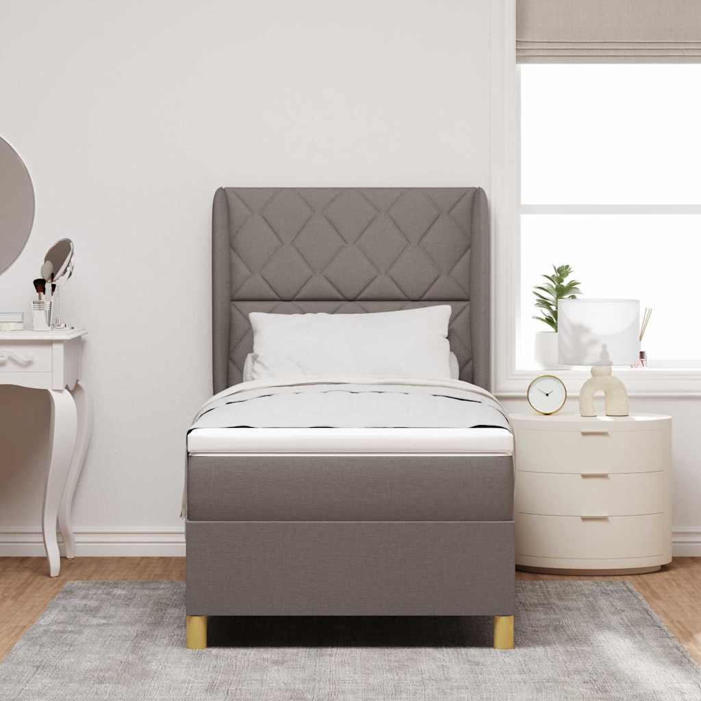 Boxspring ágy matraccal Sötétszürke 90x190 cm Szövet Tópszínű