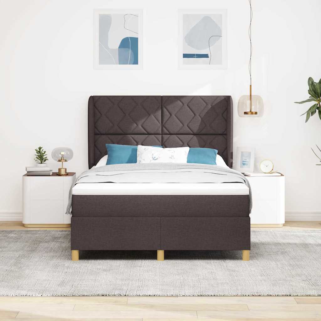 Boxspring ágy matraccal Sötétszürke 90x190 cm Szövet sötétbarna