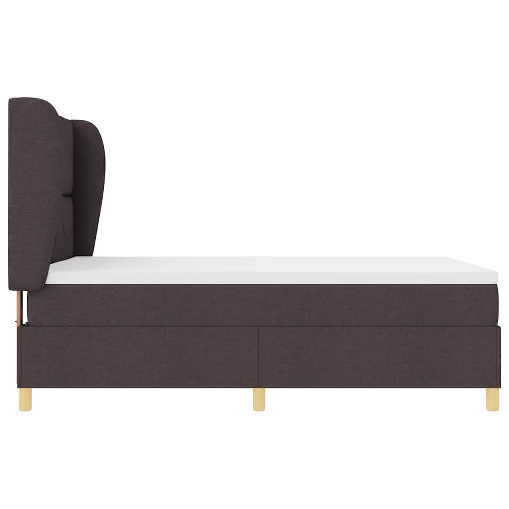 Boxspring ágy matraccal Sötétszürke 90x190 cm Szövet sötétbarna