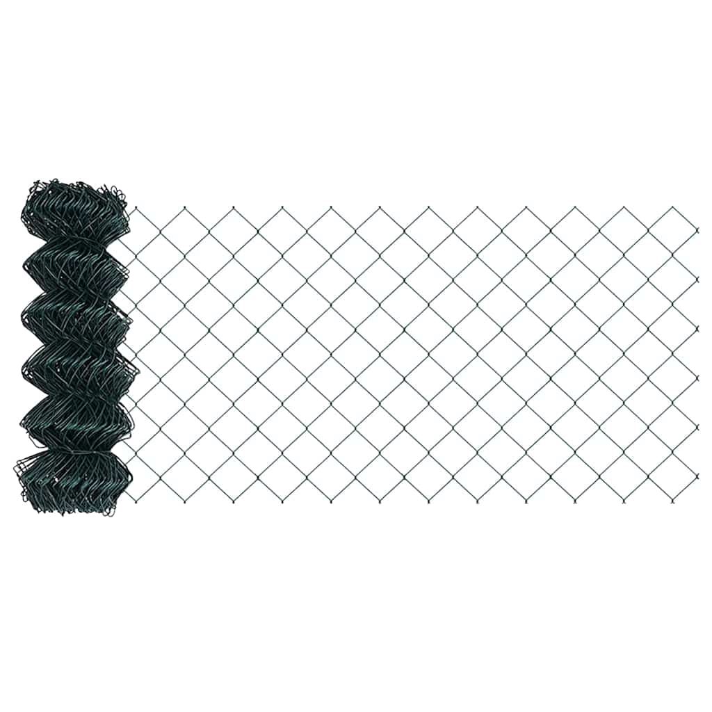 Lánckerítés oszlopokkal Zöld 0.8 x 10 m Acél